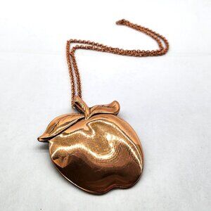 Chunky Copper Apple Pendant Necklace